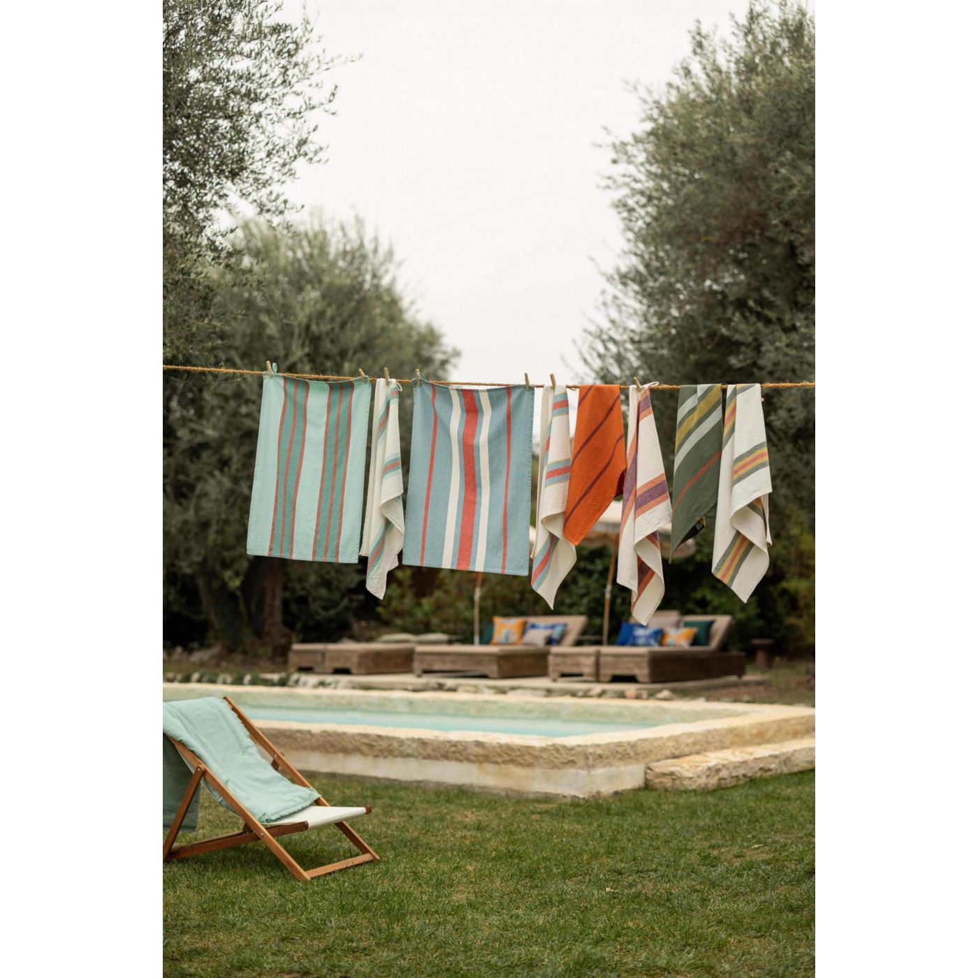 Torchon Yuna vert d'eau